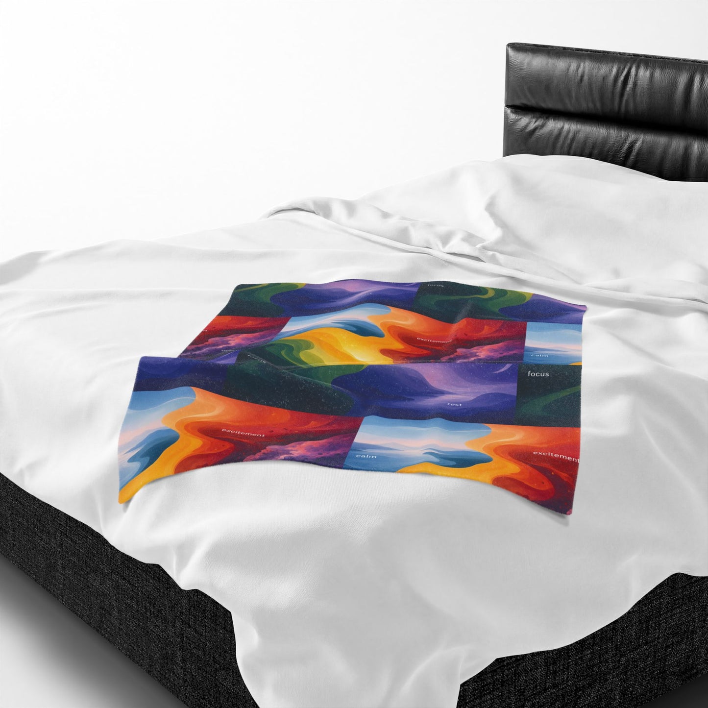 Emotion Color Map Neurodivergent Blanket Velveteen Plush Blanket | Abstract Rainbow Landscape