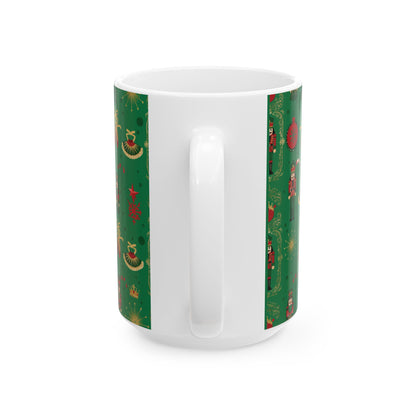Nutcracker Pattern Mug | Christmas Ceramic Mug, 11oz or 15oz