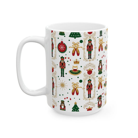 Nutcracker Pattern Mug | Christmas Holiday Ceramic Mug