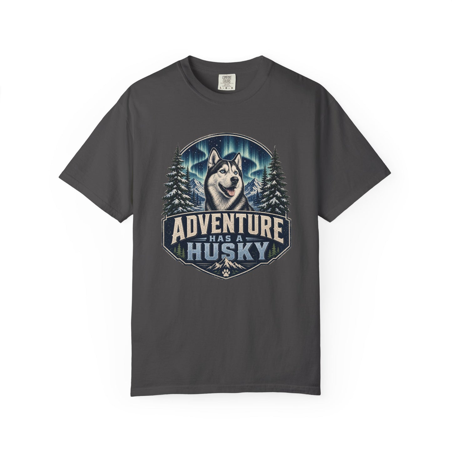 Adventure Has a Husky T-shirt | Husky Dog Graphic, Northern Lights, Outdoors