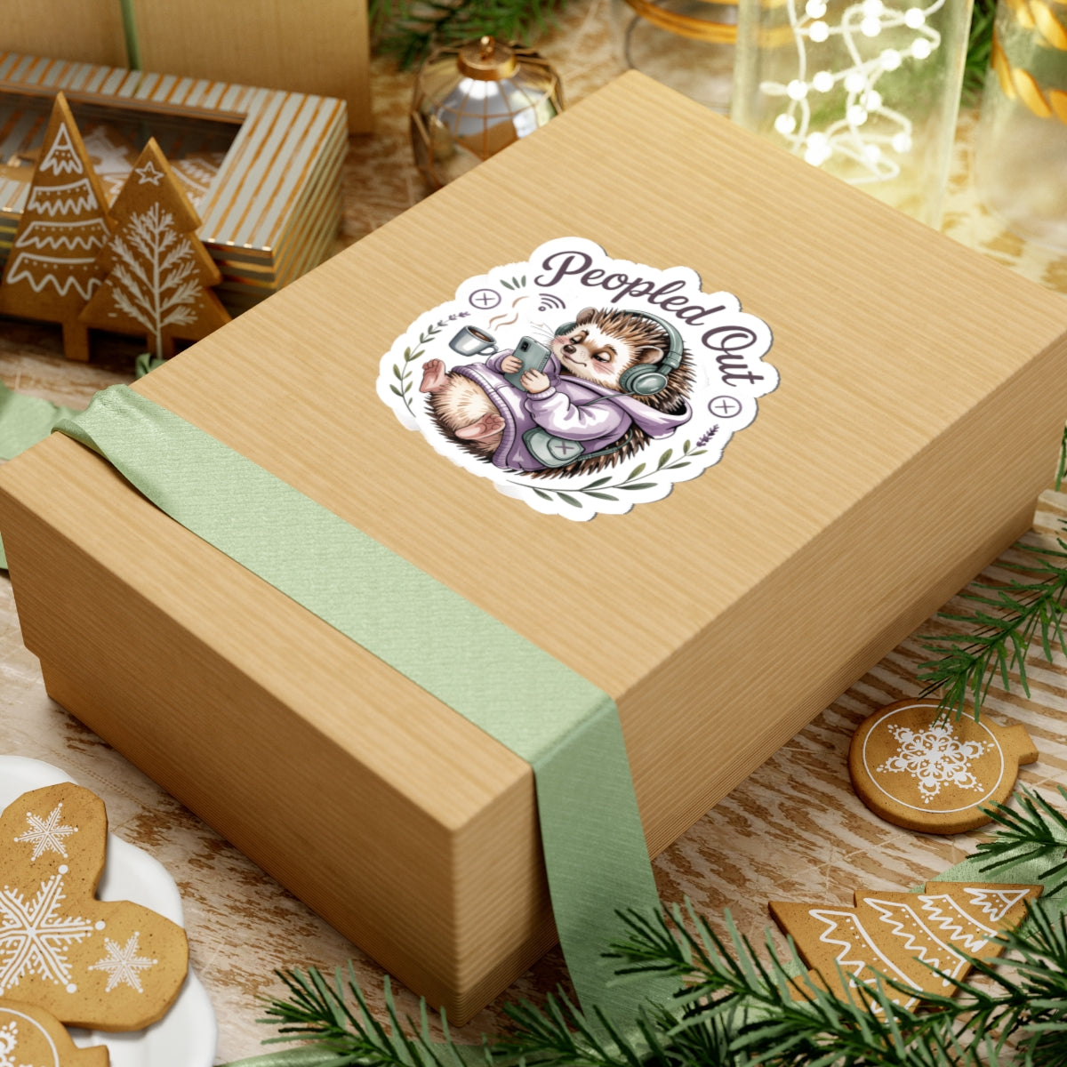 Peopled Out Hedgehog Sticker | Kiss-Cut Sticker, Cute Lazy Animal