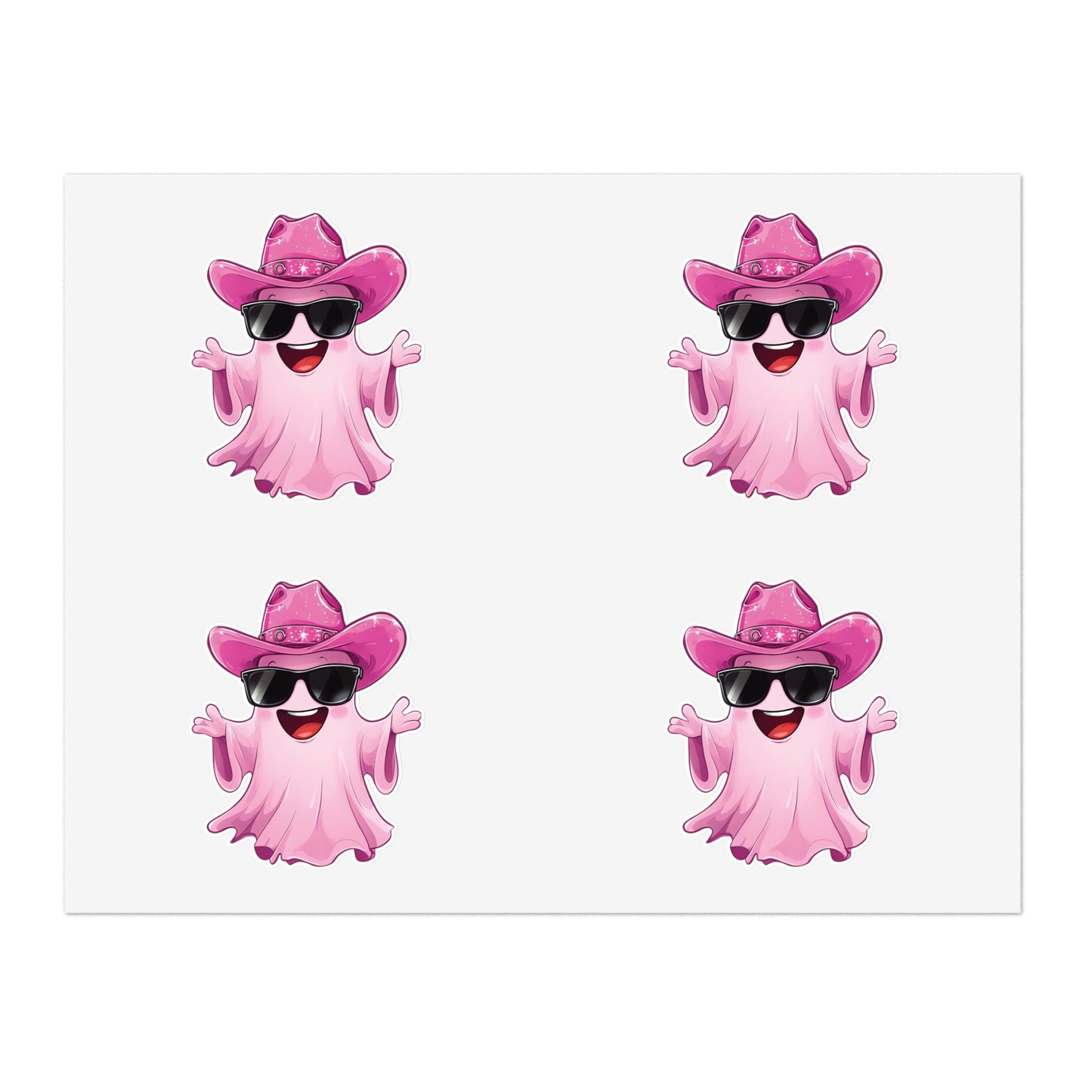 Pink Cowgirl Ghost Sticker Sheets - Funny Western Cowgirl Design, Decorative Vinyl Stickers, Laptop Decals, Planner Accessories, Scrapbook