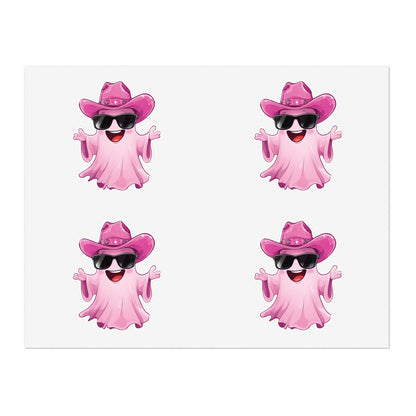 Pink Cowgirl Ghost Sticker Sheets - Funny Western Cowgirl Design, Decorative Vinyl Stickers, Laptop Decals, Planner Accessories, Scrapbook
