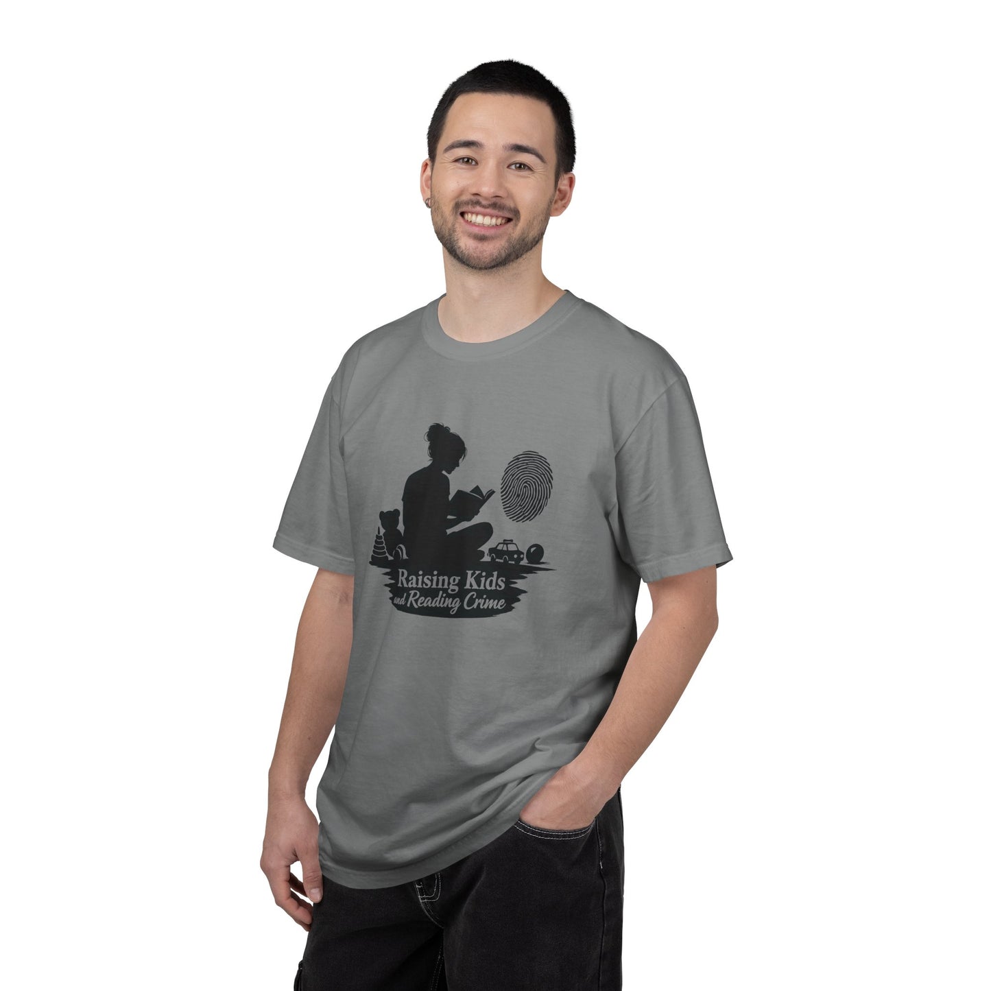 Raising Kids and Reading Crime T-shirt | Mom Reader Detective Design
