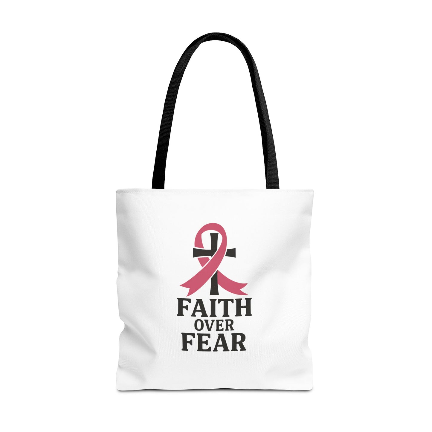 Faith Over Fear Tote Bag, Inspirational Gift for Cancer Awareness, Motivational Tote, Breast Cancer Support, Daily Use Bag
