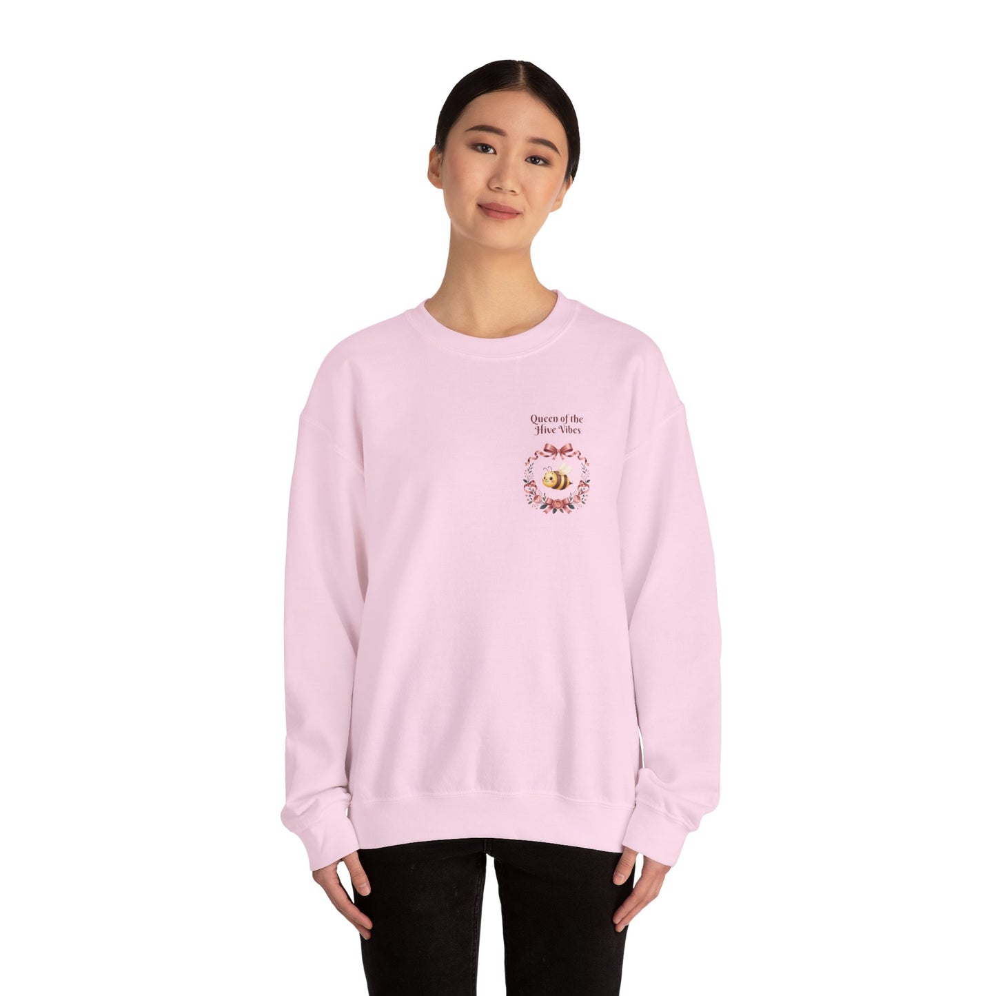 Queen of the Hive Bee Sweatshirt | Antique rose floral wreath