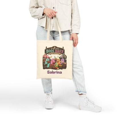 Fresh Boos Daily ghost market Tote Bag | Halloween trick-or-treat canvas tote
