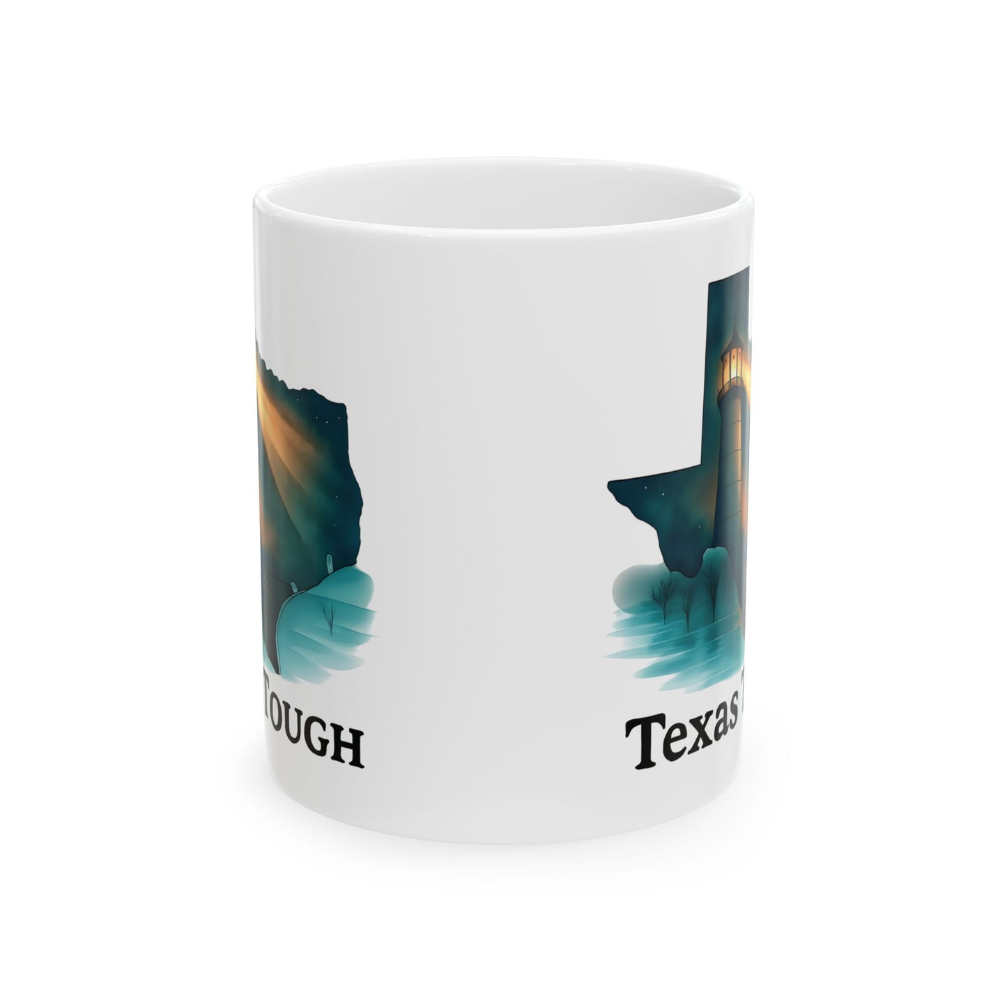 Ceramic Mug, Texas Tough Lighthouse Pride Coffee Cup, Floodwaters Resilience Gift, 11oz 15oz Tea Mugs, Lone Star State Kitchen Decor,