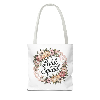 Bride Squad Tote Bag | Floral Wreath, Custom Name Option