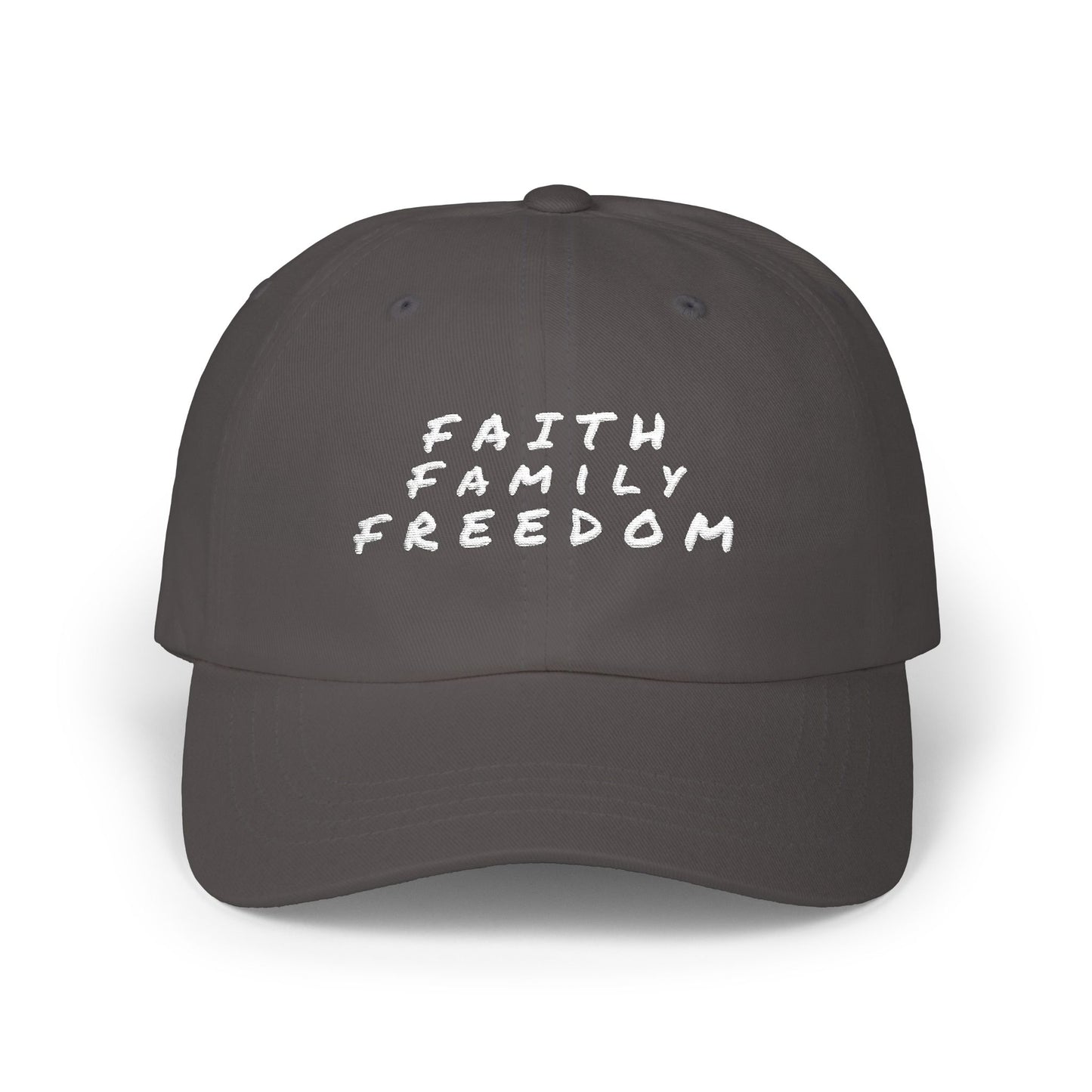 Embroidered Dad Cap, Faith Family Freedom Hat, Baseball Cap for Dad, Men's Hat with Inspirational Words, Religious Gift for Him