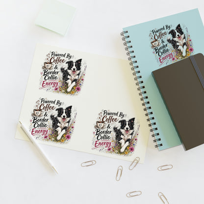 Powered by Coffee & Border Collie Energy Sticker Sheet | Dog Lover Planner Stickers