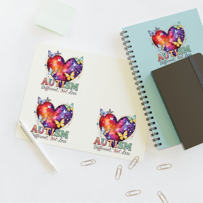 Autism Different Not Less sticker sheets | Heart puzzle butterfly design