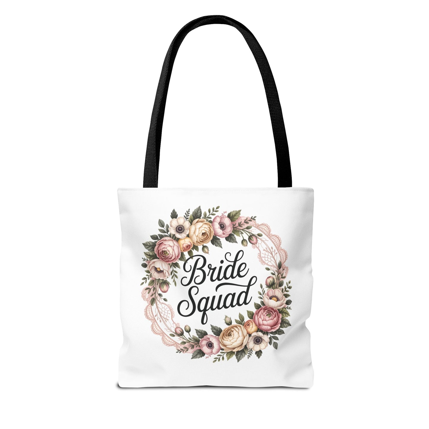 Bride Squad Tote Bag | Floral Wreath, Custom Name Option