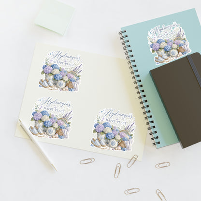 Hydrangeas Happy Place Sticker Sheet | Floral Hydrangea Decorative Stickers