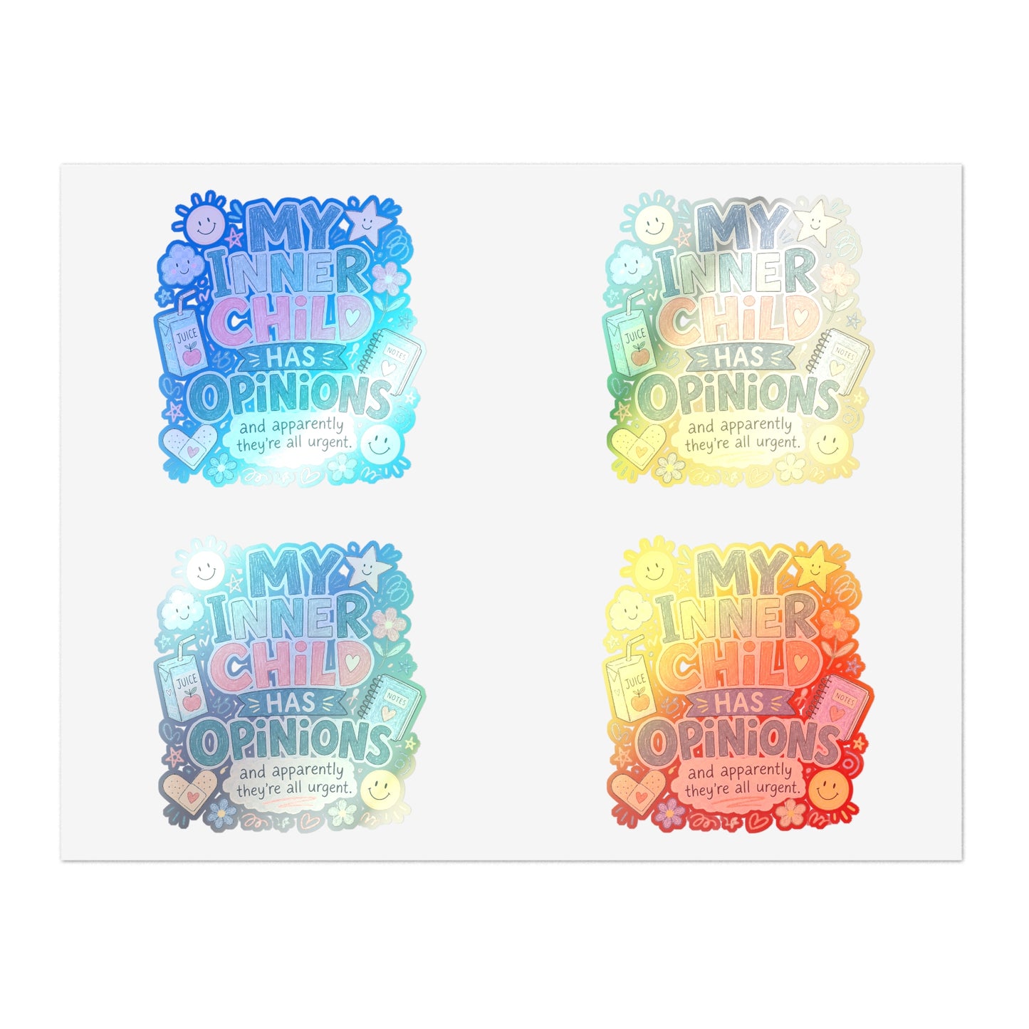 "My Inner Child Has Opinions" Capybara Sticker Sheet – Emotional Support Cute Animal Stickers