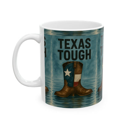 Texas Tough Ceramic Mug, Texas Pride Coffee Cup, Cowboy Boots Drinkware, Texas Strength Gift, 11oz Mug