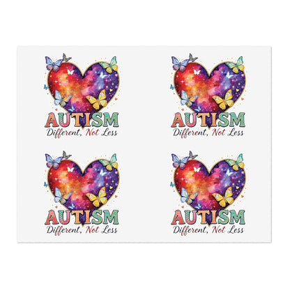 Autism Different Not Less sticker sheets | Heart puzzle butterfly design