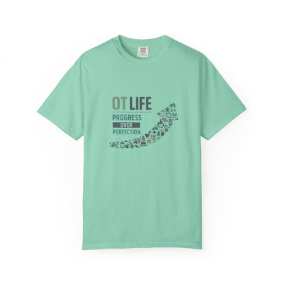 OT Life Progress Over Perfection T-Shirt | Occupational Therapy Arrow Design