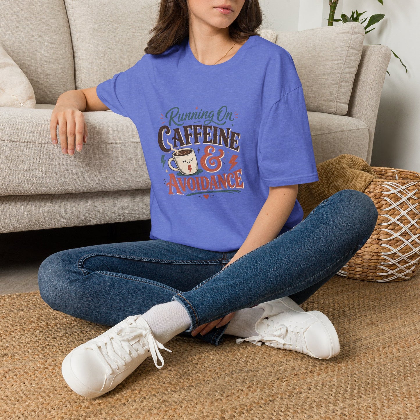 Running On Caffeine & Avoidance T-Shirt | Funny Coffee Quote Tee
