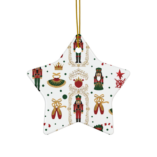 Nutcracker Pattern Ceramic Ornament | Star Shape Christmas Ornament