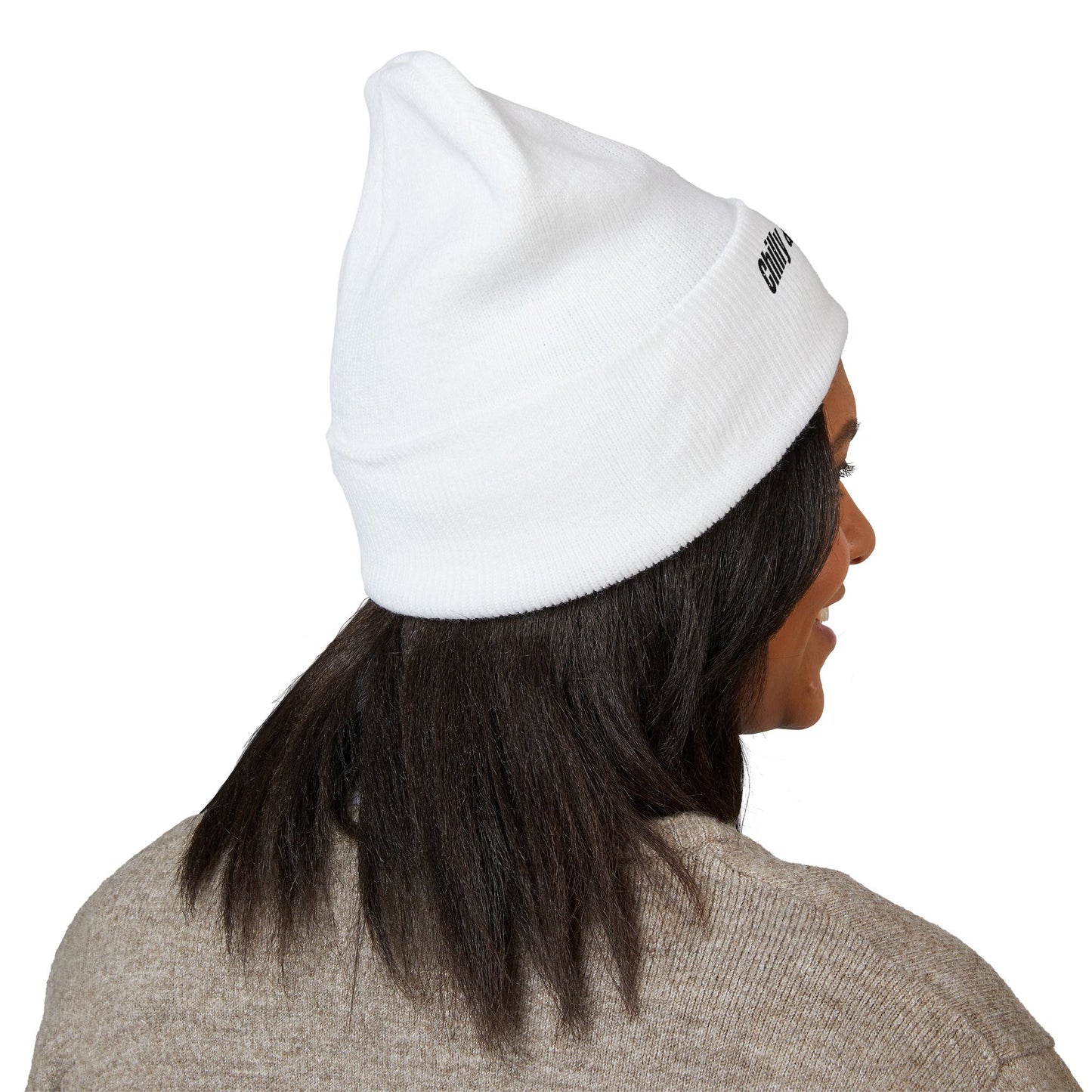 Chilly & Unbothered beanie | Embroidered cuffed knit hat, snowflake design