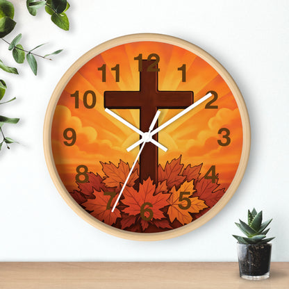 Faith-Inspired Autumn Wall Clock | Rustic Home Decor, Inspirational Gift, Christian Decor, Fall Decor, Cross Design