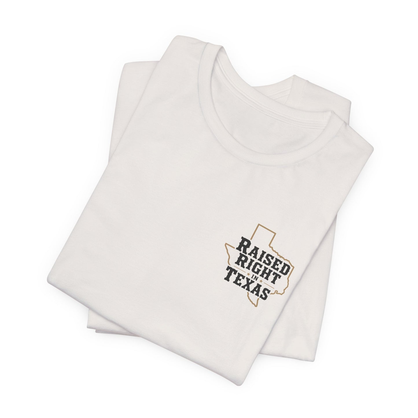 Raised Right in Texas T-Shirt | Texas Outline, Typographic Western Design