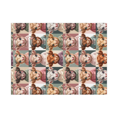 Cute Baby Highland Cow Faces Toddler Blanket | Patchwork Baby Highland Cow Coquette Portraits