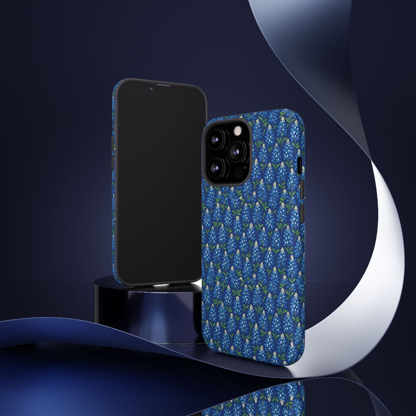 Phone Case, Texas Bluebonnet Tough Case, Navy Floral Phone Cover, Protective iPhone Case, Samsung Galaxy Case, Texas Wildflower Gift
