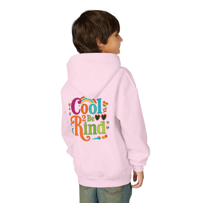 Cool 2 Be Kind Hoodie | Youth Hooded Sweatshirt, Colorful Rainbow Kindness Design