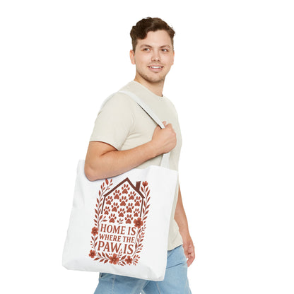 Home is Where the Paw Is Tote Bag | Pet Lover Gift, Floral Design, Animal Lover Accessory, Eco-Friendly Shopping Bag, Dog Mom Tote