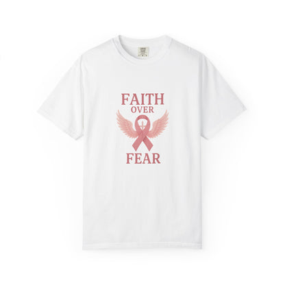Faith Over Fear Unisex T-Shirt, Inspirational Shirt, Breast Cancer Awareness Tee, Gift for Support, Everyday Casual Wear
