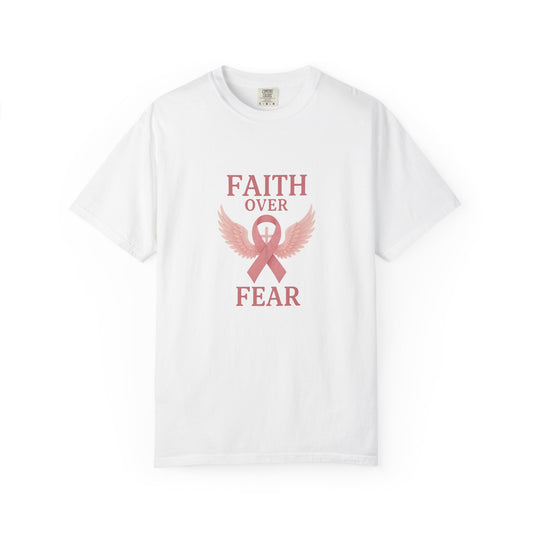 Faith Over Fear Unisex T-Shirt, Inspirational Shirt, Breast Cancer Awareness Tee, Gift for Support, Everyday Casual Wear