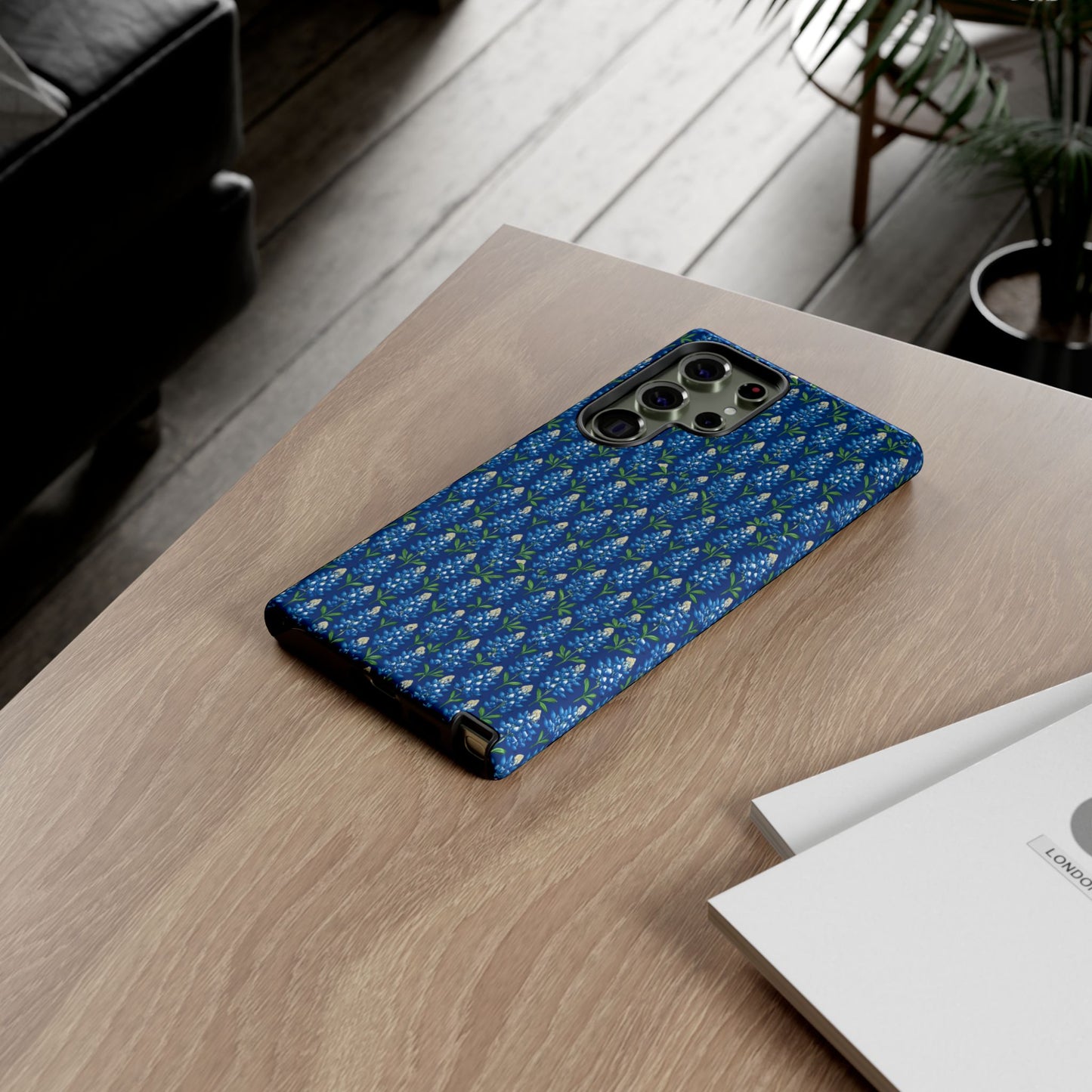 Phone Case, Texas Bluebonnet Tough Case, Navy Floral Phone Cover, Protective iPhone Case, Samsung Galaxy Case, Texas Wildflower Gift
