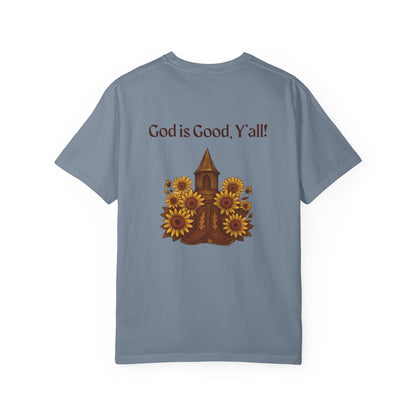 Unisex Sunflower Tee - Inspirational T-Shirt, God is Good Y'all, Casual Wear, Gift for Gardeners, Faith-Based Apparel
