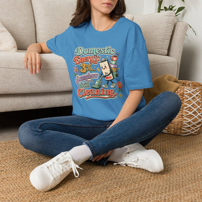 Domestic Energy 3% Somehow Still Cleaning T-Shirt | Cute Cleaning Coffee Can Cartoon
