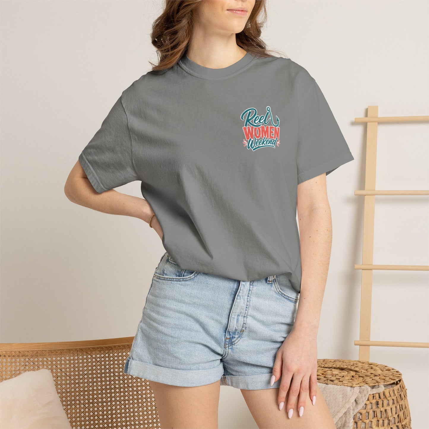 Reel Women Weekend T-shirt | Fishing Hook Typography Tee