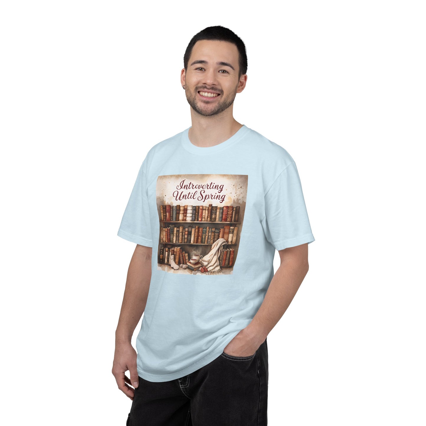 Introverting Until Spring T-Shirt, Cozy Literary Tee, Perfect Gift for Book Lovers, Spring Vibes Shirt, Relaxed Fit Fashion