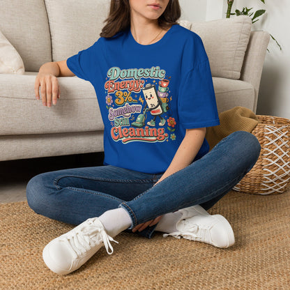 Domestic Energy 3% Somehow Still Cleaning T-Shirt | Cute Cleaning Coffee Can Cartoon
