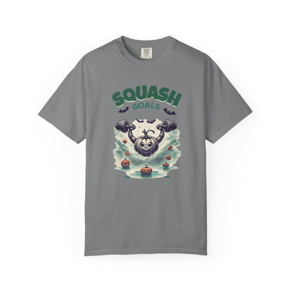 Halloween Fitness T-Shirt, Squash Goals Tee, Pumpkin Workout Shirt, Spooky Gym Wear, Fall Exercise Top, Unisex Apparel