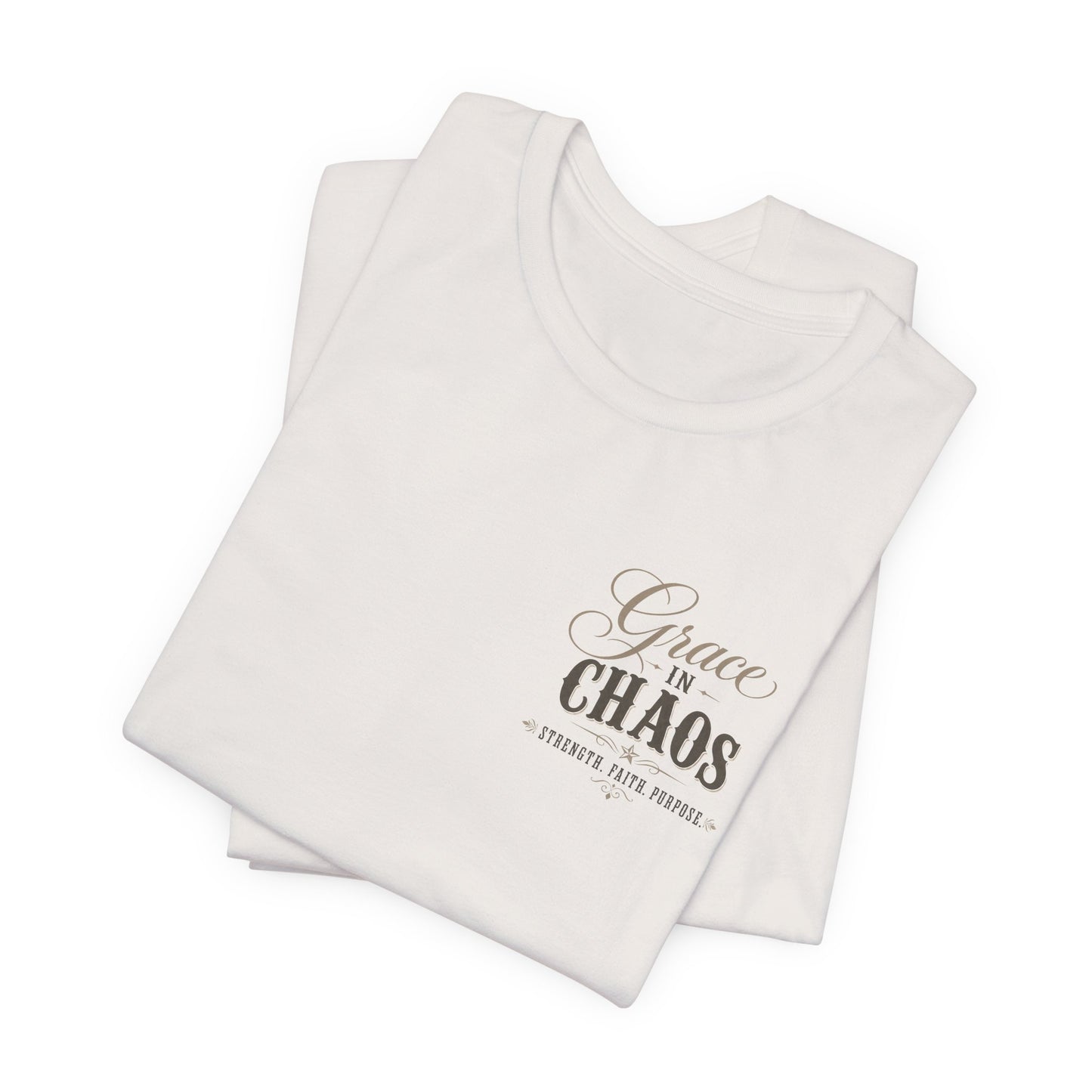 Grace in Chaos Tee | Inspirational scripture typography shirt