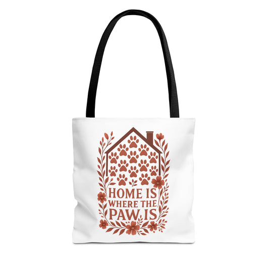Home is Where the Paw Is Tote Bag | Pet Lover Gift, Floral Design, Animal Lover Accessory, Eco-Friendly Shopping Bag, Dog Mom Tote