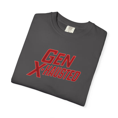 Gen X-Hausted Unisex T-shirt, Forgot Again Found Out Funny Tee, Gen X Humor Gift, Retro 80s 90s Shirt, Vintage Style Clothing