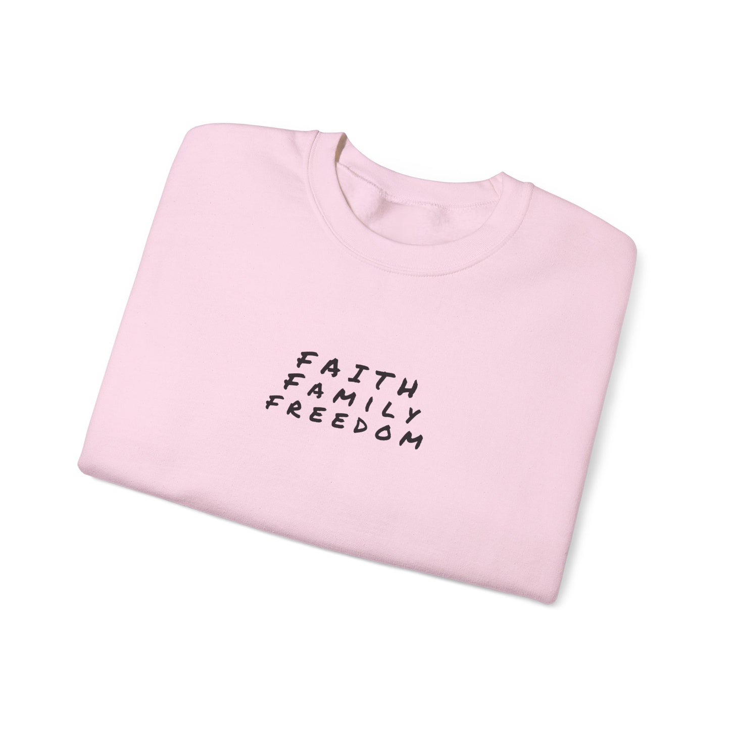 Faith Family Freedom Sweatshirt, Christian Sweatshirt, Religious Apparel, Inspirational Jumper, Religious Gift for Him/Her, Cozy Sweatshirt