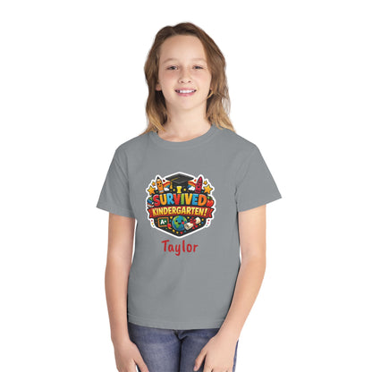 I Survived Kindergarten T-shirt | Kids Graduation Tee, Personalized Name Option