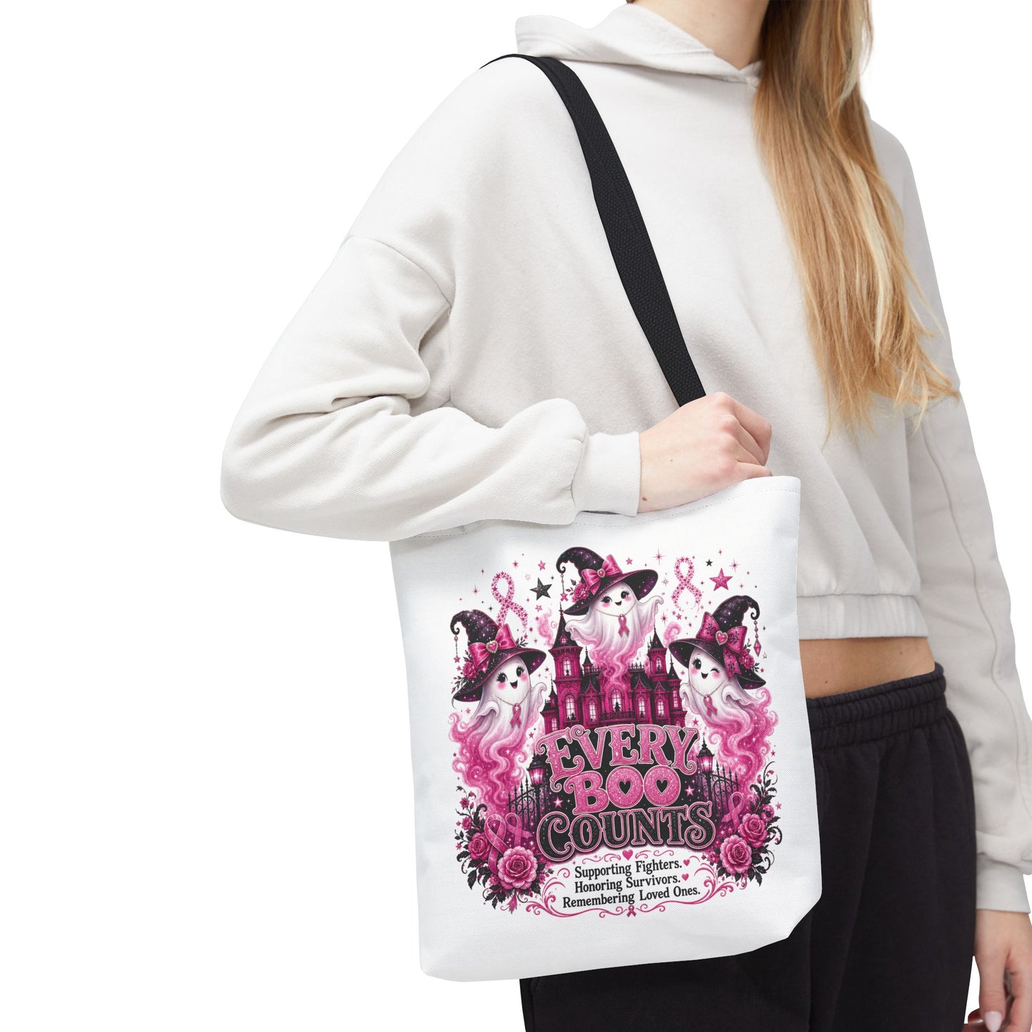 Every Boo Counts Tote Bag | Breast Cancer Awareness Ghosts