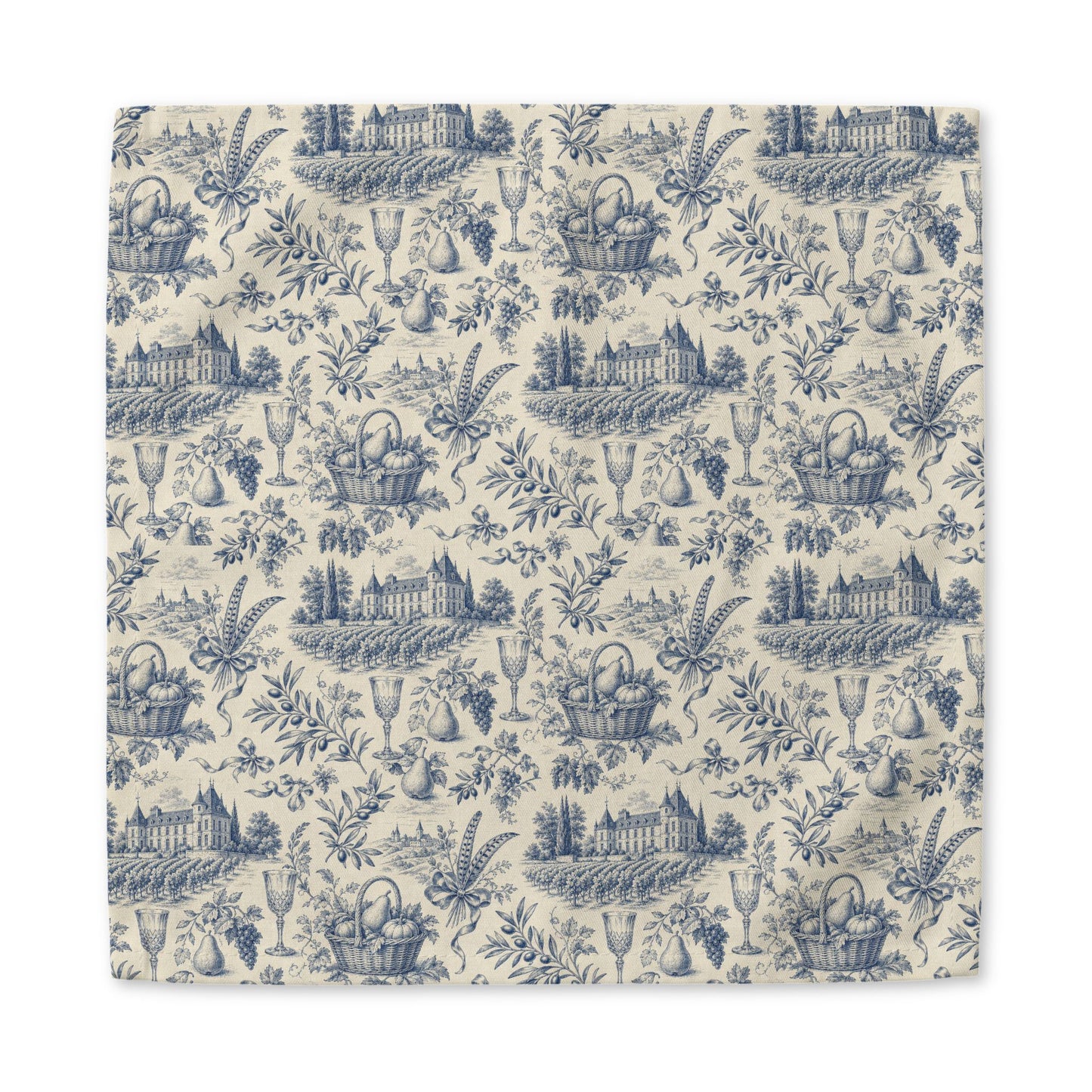 French Harvest Toile Landscape Pattern Cotton Napkin | Table Linen