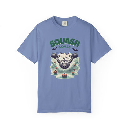 Halloween Fitness T-Shirt, Squash Goals Tee, Pumpkin Workout Shirt, Spooky Gym Wear, Fall Exercise Top, Unisex Apparel
