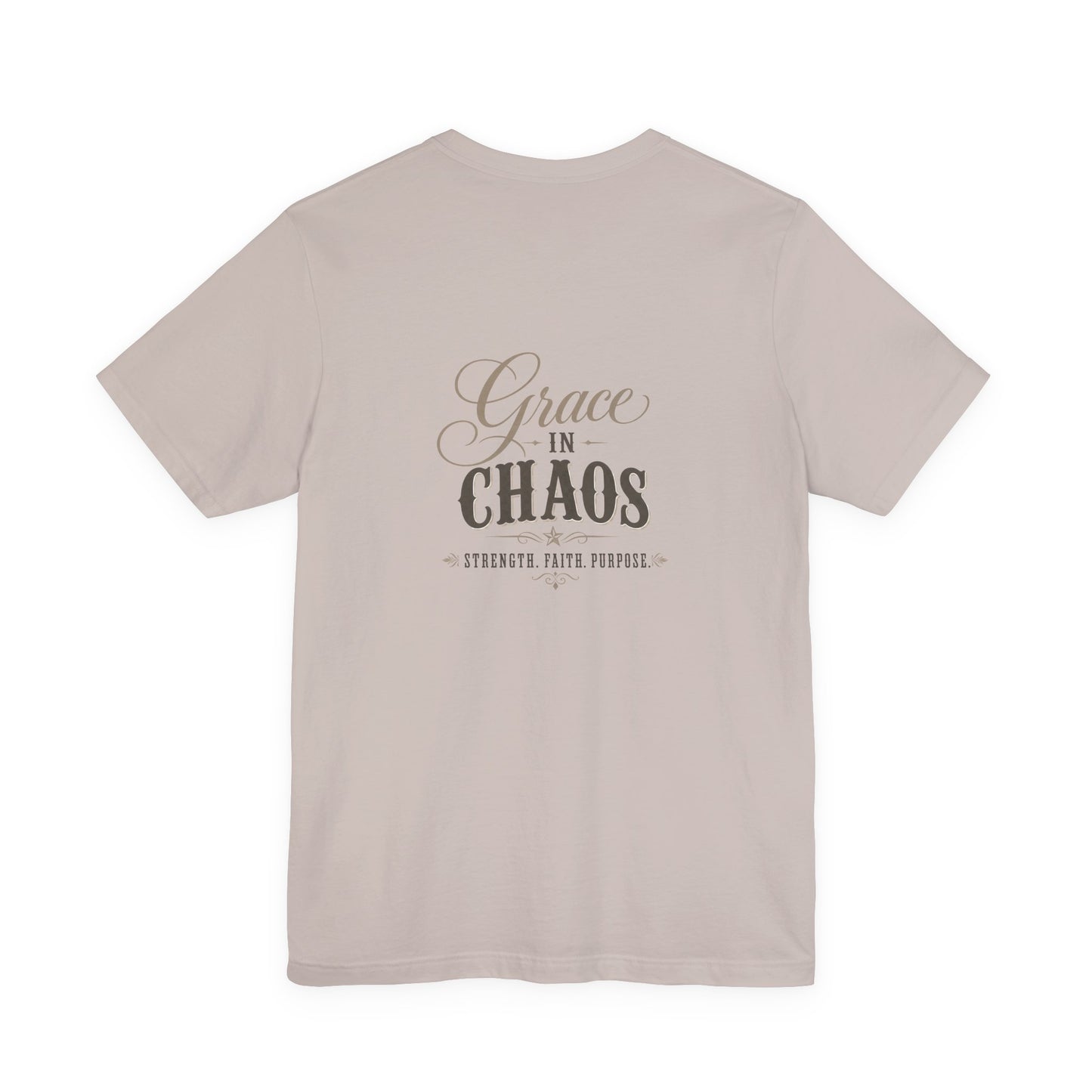 Grace in Chaos Tee | Inspirational scripture typography shirt