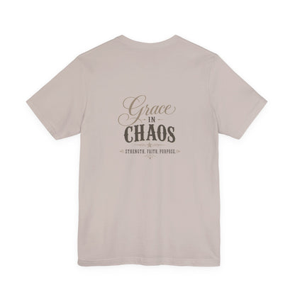 Grace in Chaos Tee | Inspirational scripture typography shirt